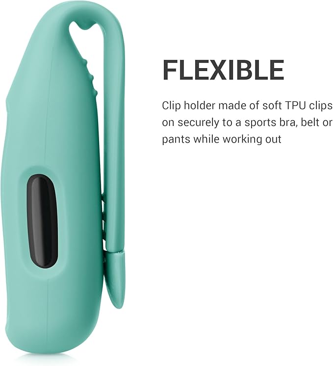 kwmobile 2X Clip Holders Compatible with Fitbit Inspire 3 / Inspire 2 / Ace 3 - Clip-On Holder Replacement Set - Black/Dark Blue