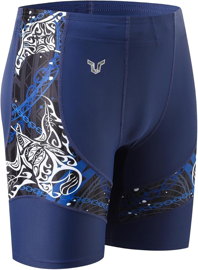 HUGE SPORTS Men's Rash Guard Swim Shorts Compression Swimming Jammer Cool Dry Active Swimsuit Workout Shorts Sports Tights