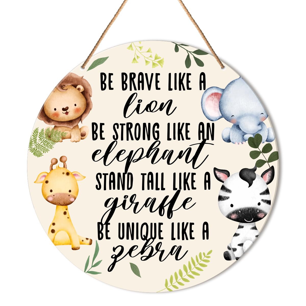 Muktoujaumai Baby Girl Boy Nursery Wall Decor, Safari Nursery Hanging Sign Decor Woodland Wall Decoration Jungle Wood Sign for Kids Bedroom, Playroom, Gift for Newborn Baby Girl Boy Toddler