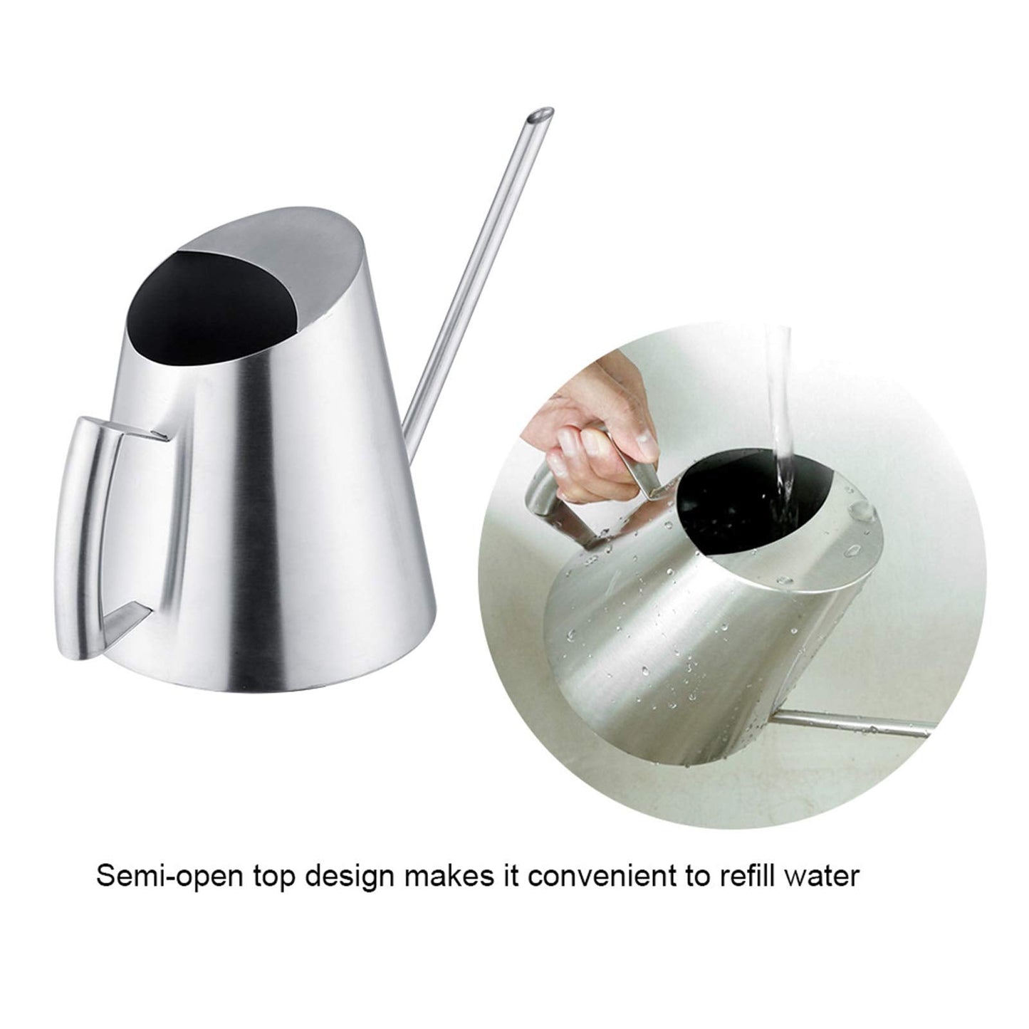 XHTLLO 1500ml Stainless Steel Wateannulus Can Brushed Garden Planting Indoor Outdoor