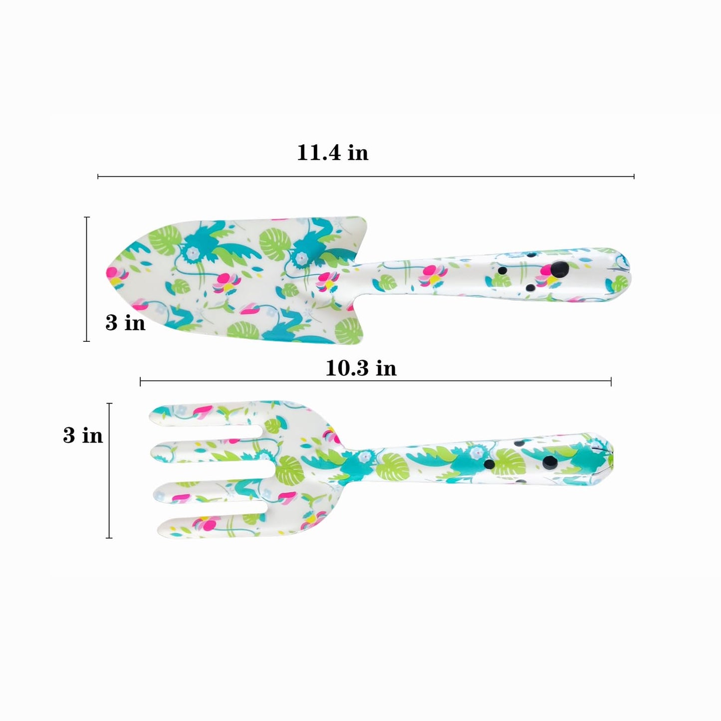 Printed Floral Garden Tool Set,Aluminum Garden Tools Set, Heavy Duty Gardening Tool Kits,4 Pcs Gardening Tools with Trowel, Rake, Garden Gloves&Repotting Mat,Ideal Gift for Women