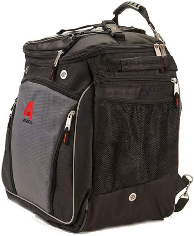 Athalon Heated Ski/Snowboard Boot Bag, Stores Gear Including Helmet, Goggles & Gloves, 12V Power, Grey & Black
