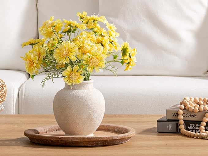 Ceramic Flower Vase, Flower Vase Rustic Farmhouse Decorative Vase Floral Pottery Vases for Home Decor Table Living Room Entryway Mantel Bookshelf Bedroom Bathroom Kitchen - 6.7" W
