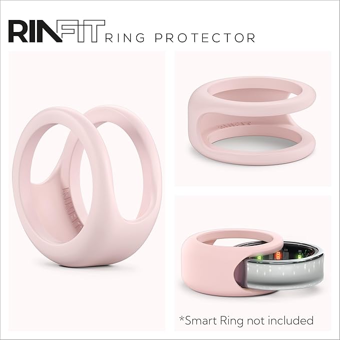 Rinfit Smart Ring Protector - Silicone Ring Enhancer for Active Lifestyle and Gym - StyleFit U.S. Design Patent - Pink, Size 7