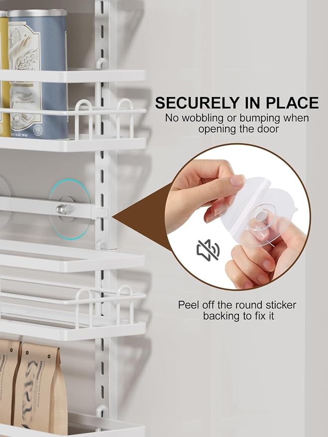 Delamu 9 Tier Over The Door Pantry Organizer, Pantry Organization and Storage, Hanging Spice Rack for Pantry Door Organizer, Metal Pantry Door Shelves for Kitchen Bathroom Laundry Room,15.3" White