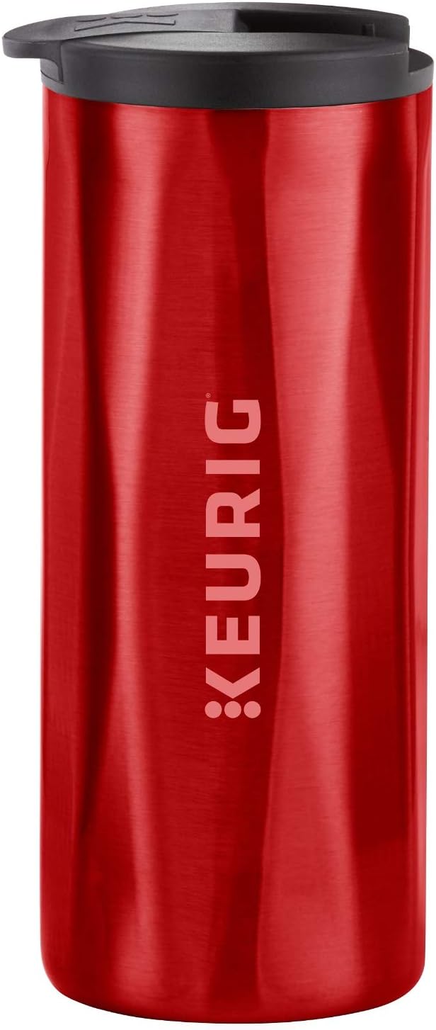 Keurig Coffee Travel Mug, Fits Under Any Keurig K-Cup Pod Coffee Maker, 14 oz, Red