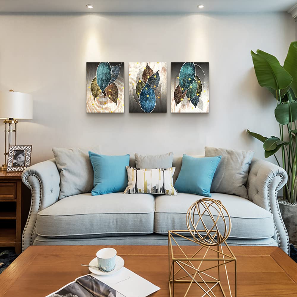 Abstract Canvas Wall Art For Living Room Family Wall Decor For Bedroom Kitchen Artwork Abstract Leaves Canvas Prints Painting Modern Office Decor Wall Pictures Bathroom Home Decor 12" X 16" 3 Piece