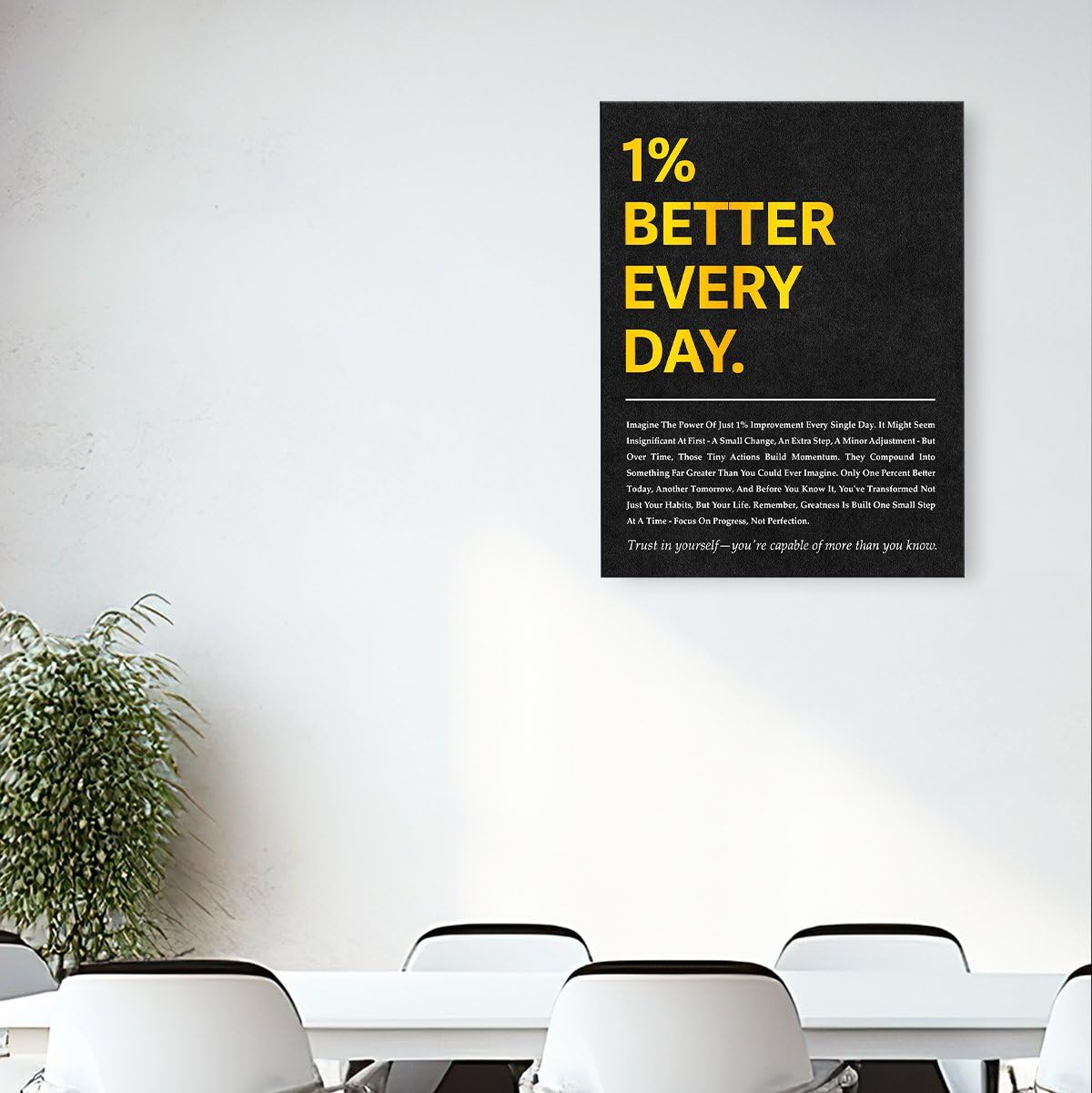 Inspirational Canvas Wall Art,Positive Quotes Wall Decor,1 Percent Better Every Day Motivational Wall Art for Office Home Classroom Gym