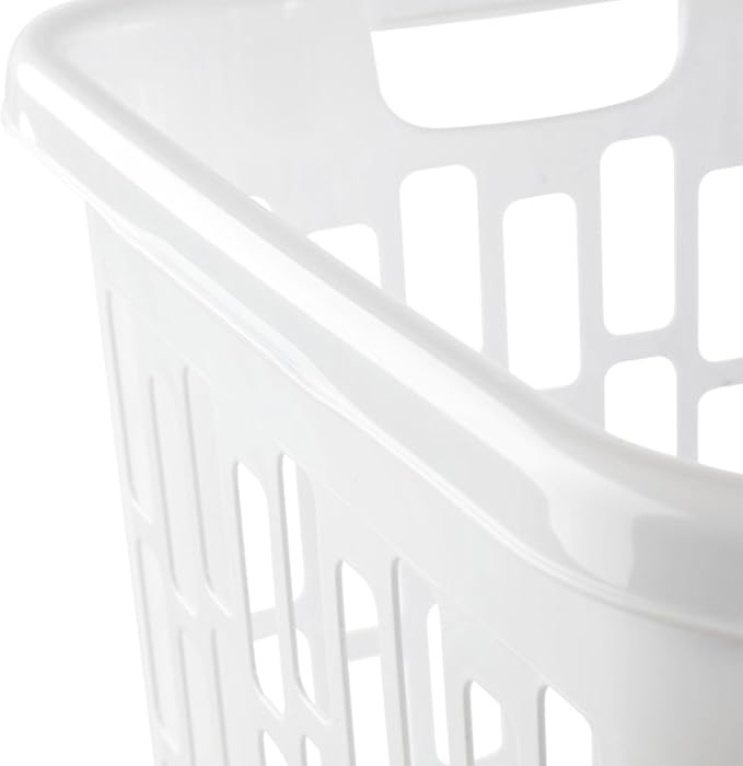 Sterilite Easy Carry Laundry Hamper, Ventilation Holes and Handles to Carry Clothes Between the Laundry Room and Bedroom, Plastic, White, 4-Pack