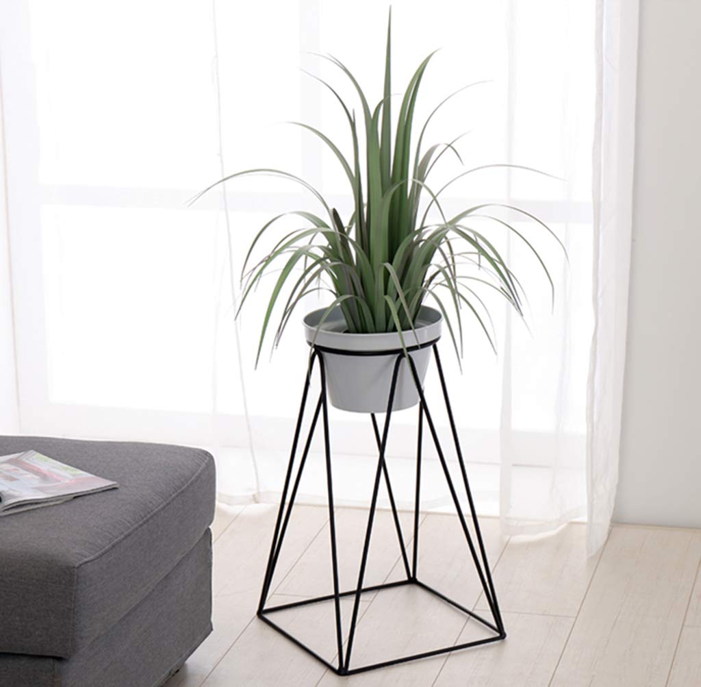 KAJIAO Metal Flower Pot Stand Indoor Balcony Decoration Plant Pot Display Shelf Outdoor Anti-Corrosion Iron Art Floor-Stand Support Rack(White,L)