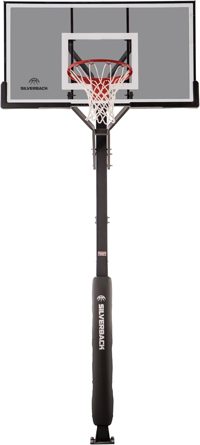 Silverback In-Ground Basketball Hoops, Adjustable Height Tempered Glass Backboard and Pro-Style Flex Rim. - Multiple Styles Available