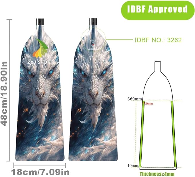 Z&J SPORT Adjustable Dragon Boat Paddle, IDBF Approved Carbon Fiber Paddle, Dragon Graphic Paddle with Adjuster for Dragon Boat Race with Adjustable T Handle