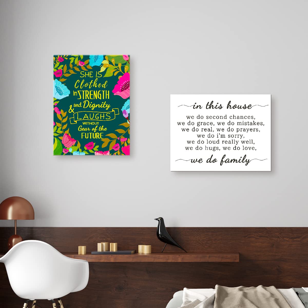 Family Quotes Canvas Wall Decor, We Do Family Sign Farmhouse Canvas Painting Wall Decor for Home Living Room 15x11 In