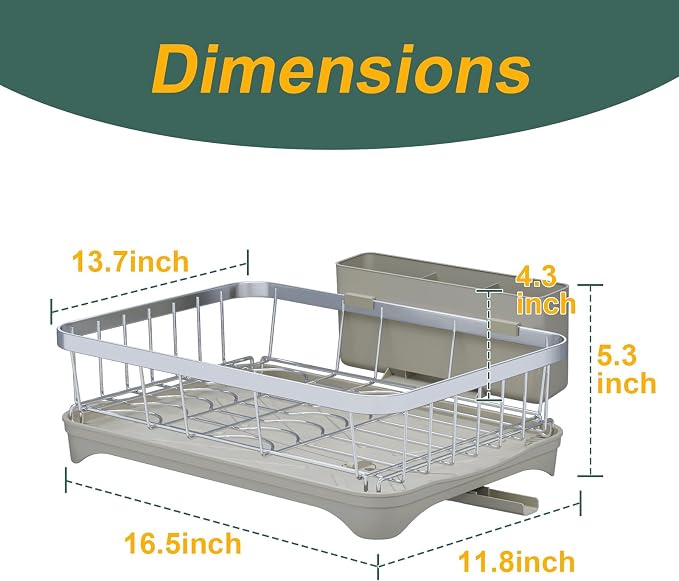 LIYI Dish Drainer,Large Capacity Storage,with Drain Outlet,304 Stainless Steel,Utensil Drain Rack, Multifunctional Kitchen Organizer,White