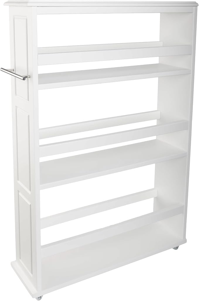 Lavish Home 3-Tier Slim Rolling Storage Cart - 25” x 5.7” Narrow Rolling Cart with Handle and Wheels for Bathroom, Laundry Room, and Kitchen Organization - Pull-Out Home Organizers (White)