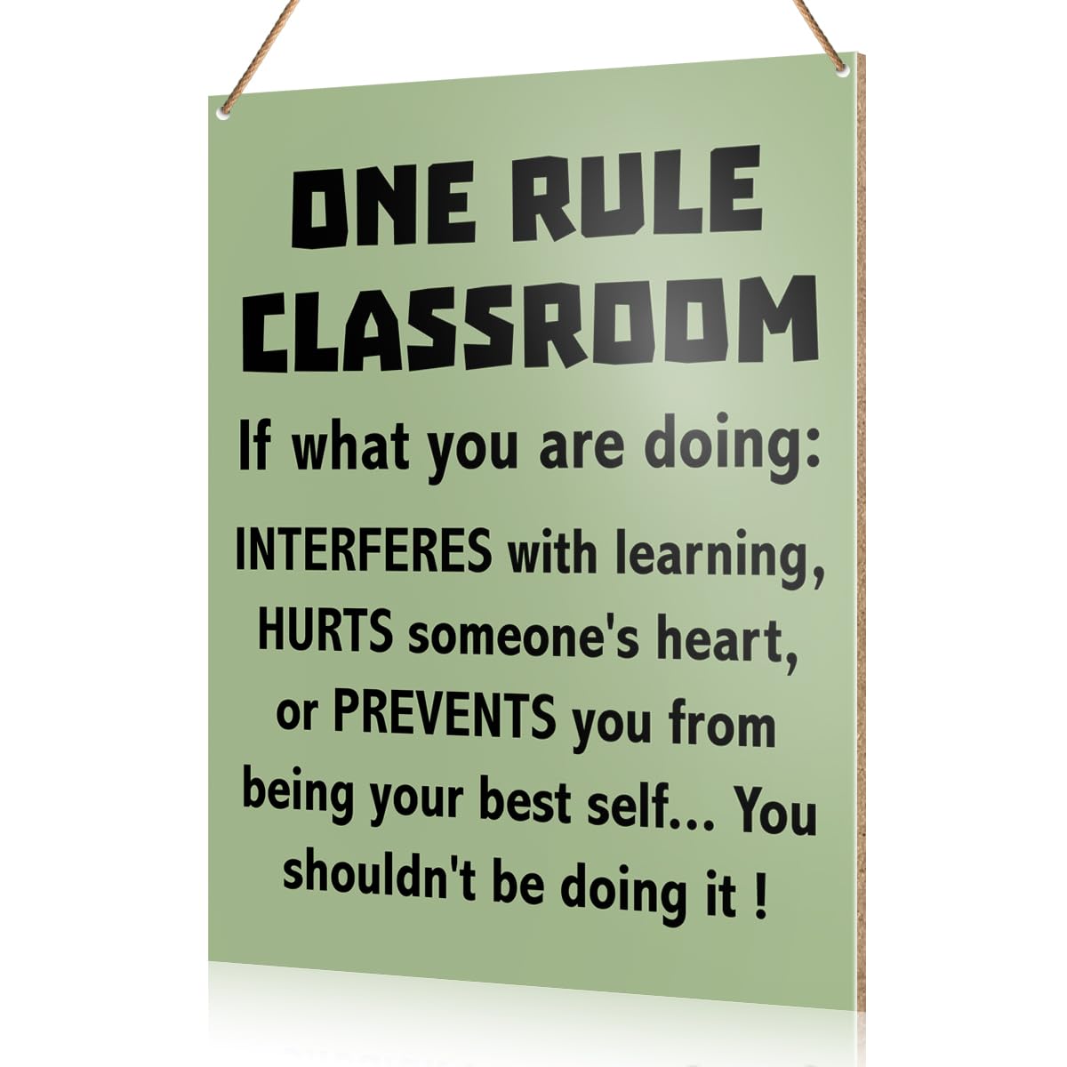 UDNADKEX Classroom Wall Sign Hanging Decor, One Rule Classroom, High Middle School Classroom Positive Wooden Decor Teacher Sign Back to School Decoration