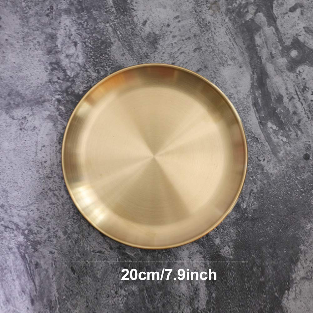 Round Brass Tray, Gold Round Tray, Stainless Steel Large Rounds Trays, Stainless Steel Plate Cosmetics Jewelry Organizer Towel Trays for Home,Matte Brass Finish(Color:20cm)