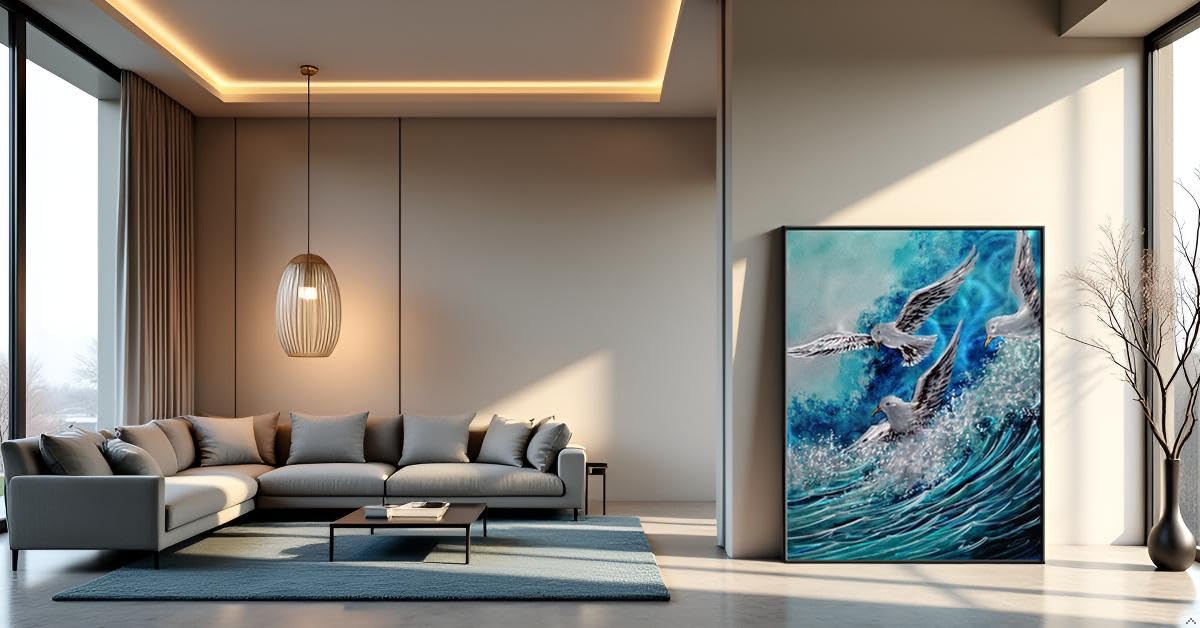 Yihui Arts Coastal Metal Wall Art - Stunning Seawaves Aluminum Artwork, Perfect Home Accent for Living Room, Bedroom, or Hallway Decor