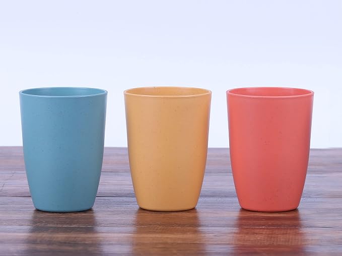 Wheat Straw Reusable Cup (12 oz) - Unbreakable Drinking Glasses Sets - Dishwasher Safe Tumbler - Lightweight, BPA Free and Eco friendly (4 Color)