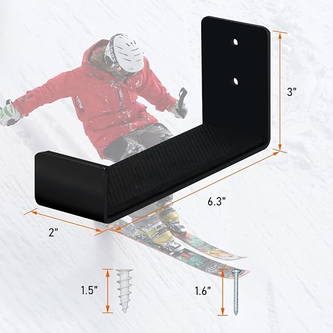 Poskad Snowboard Wall Rack,Ski Wall Mount Display, Home and Garage Snowboard Storage,Solid Aluminum Shelf Brackets.