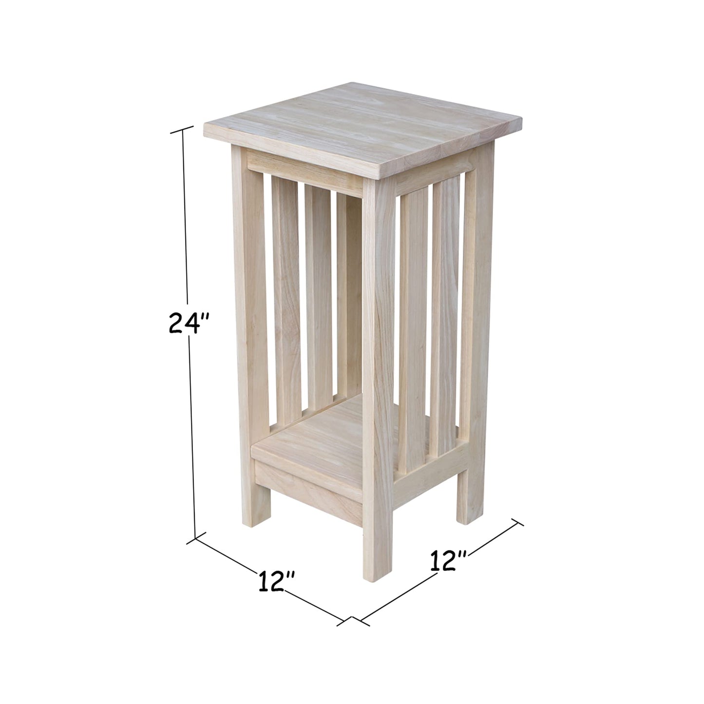 International Concepts Mission Plant Stand, 24-Inch High, Solid Parawood, Unfinished