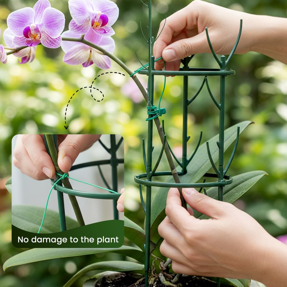 Plant Support Stakes, 12 Pack Plant Stakes for Indoor Plants, Stackable 4 Tier Durable Trellis Garden Poles for Outdoor Gardening, Plant Support Structures for Monstera Climbing Plants (Green-12Pack)