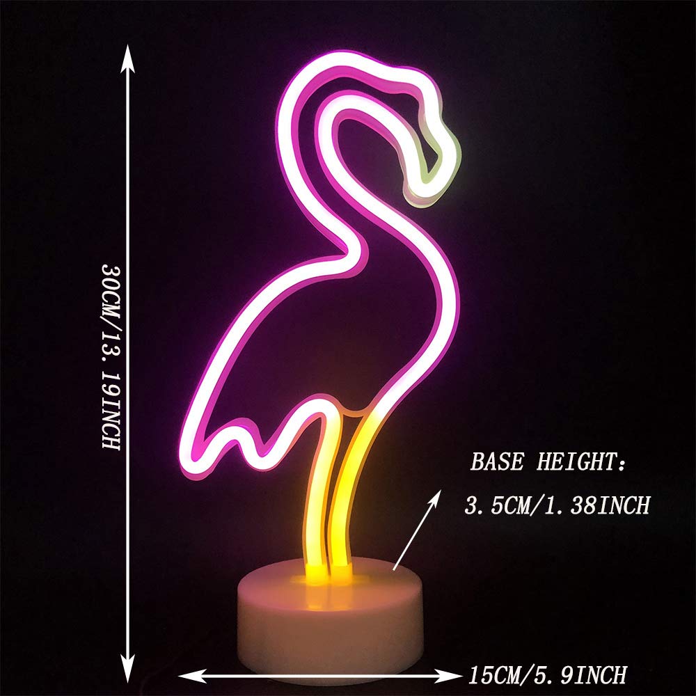 Flamingo Neon Signs LED Light Wall Lamp Home Decor Battery/USB Powered LED Pink Neon Signs Animal Night Light For Bedroom Birthday Wedding Christmas