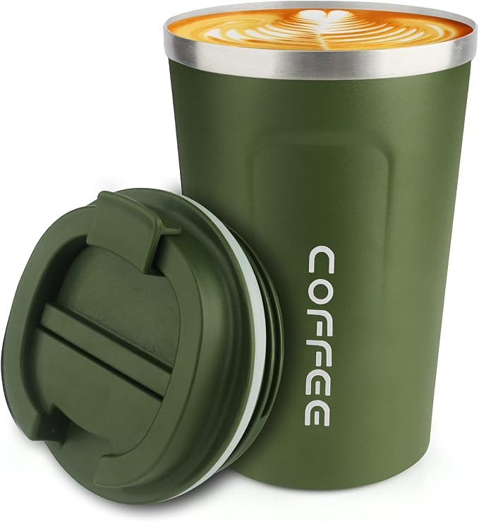 CS COSDDI 12 oz Stainless Steel Vacuum Insulated Tumbler - Coffee Travel Mug Spill Proof with Lid - coffee Cup for Keep Hot/Ice Coffee,Tea and Beer (Green)