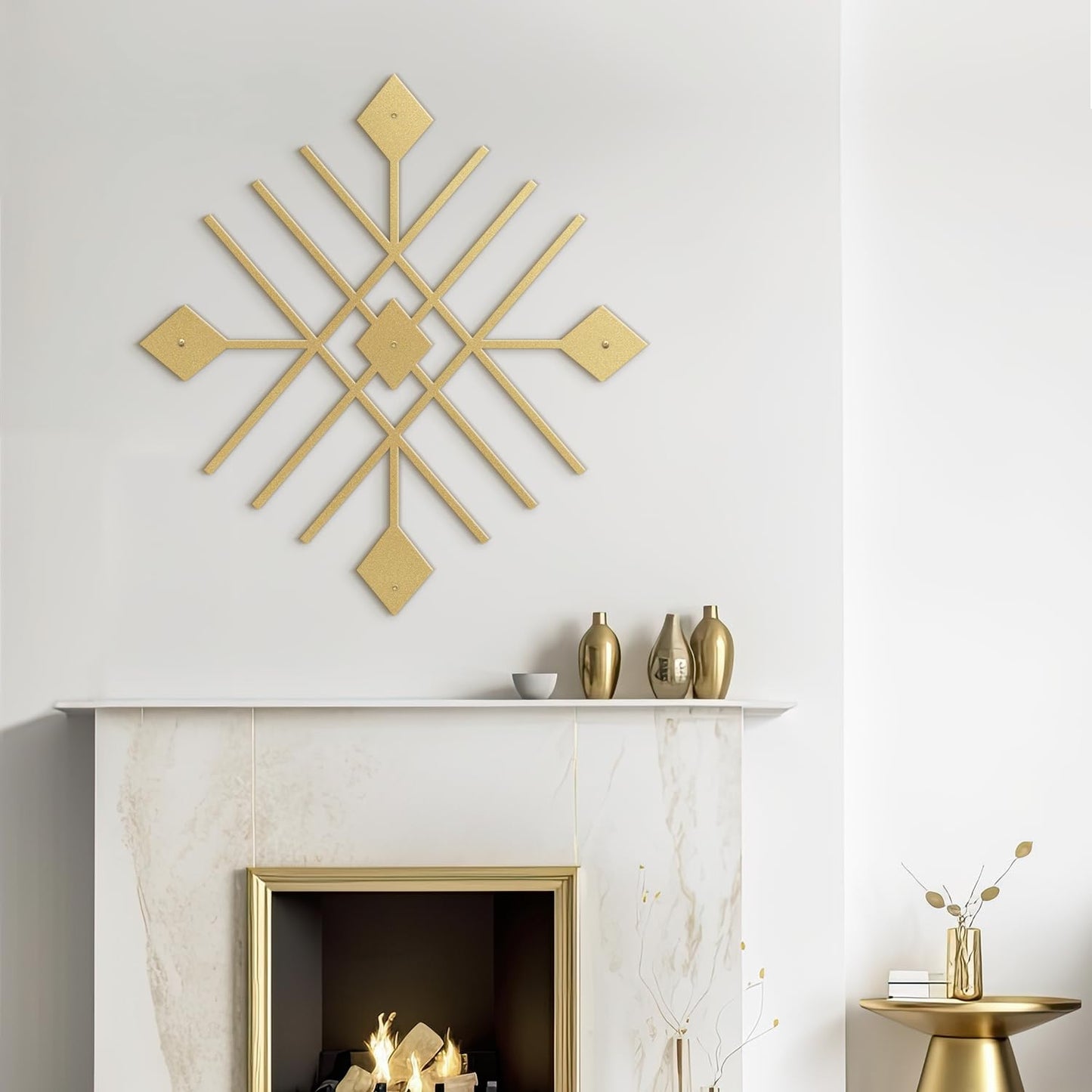 SIGNLEADER Metal Wall Decor Folk Symbol Mystery Minimalist Modern Luxury Wall Sculpture Hangings 3D Statue Home Decoration for Living Room, Bedroom, Bathroom, Kitchen, Fireplace, Office - 36" Gold