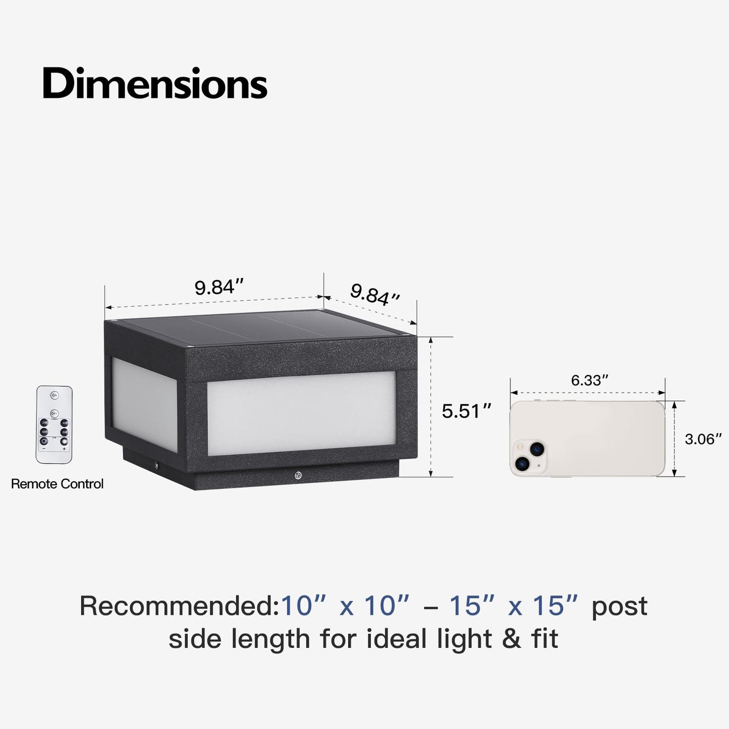 PAKEDANDUN Solar Pillar Lights Outdoor, 9.84" Modern Post Light Dusk to Dawn, Solar Column Lamp IP54 Waterproof with E26 Bulb, 3000K LED Fence Deck Cap Lights Lantern for Patio Garden Decoration(Grey)