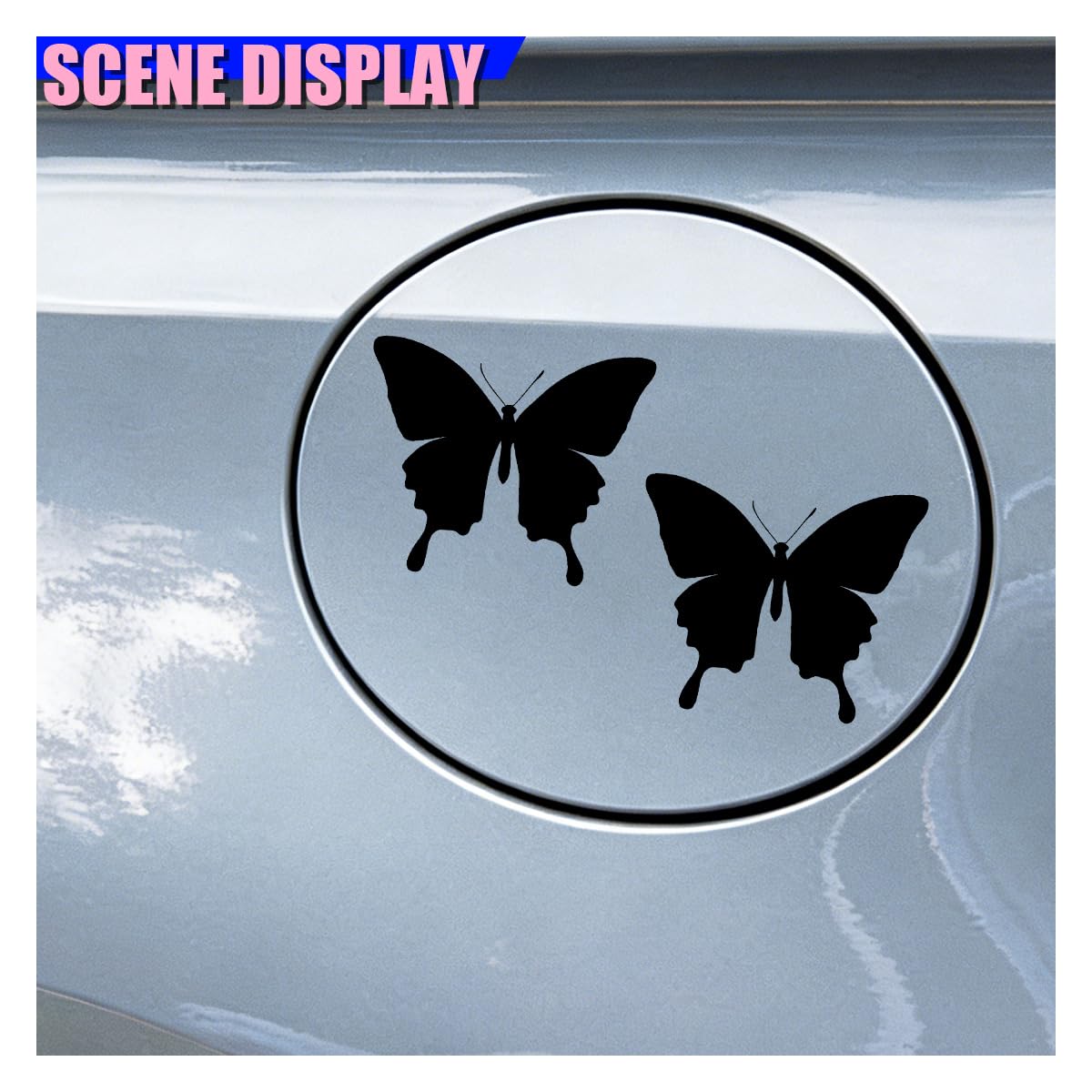 Craedli 2PCS Cute Butterfly Rearview Mirror Decal Car Sticker, Waterproof Vinyl Car Rear View Window Stickers for Women Teens, Butterfly Sticker Decoration for SUV Truck Waterbottle Laptop (Black)