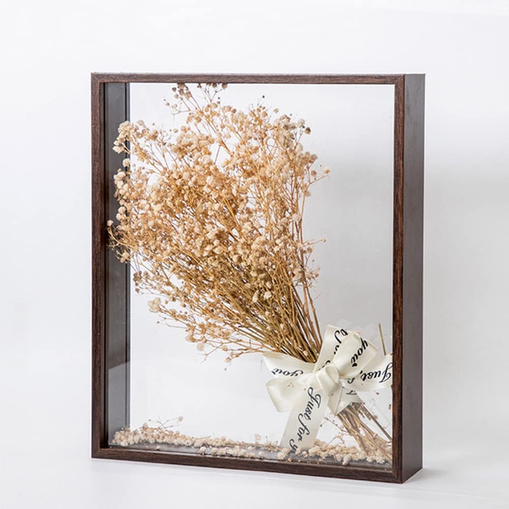 Brown Dried Flower Display Stand - Double Sided Plexiglass Shadow Box, Handicrafts (8x12)