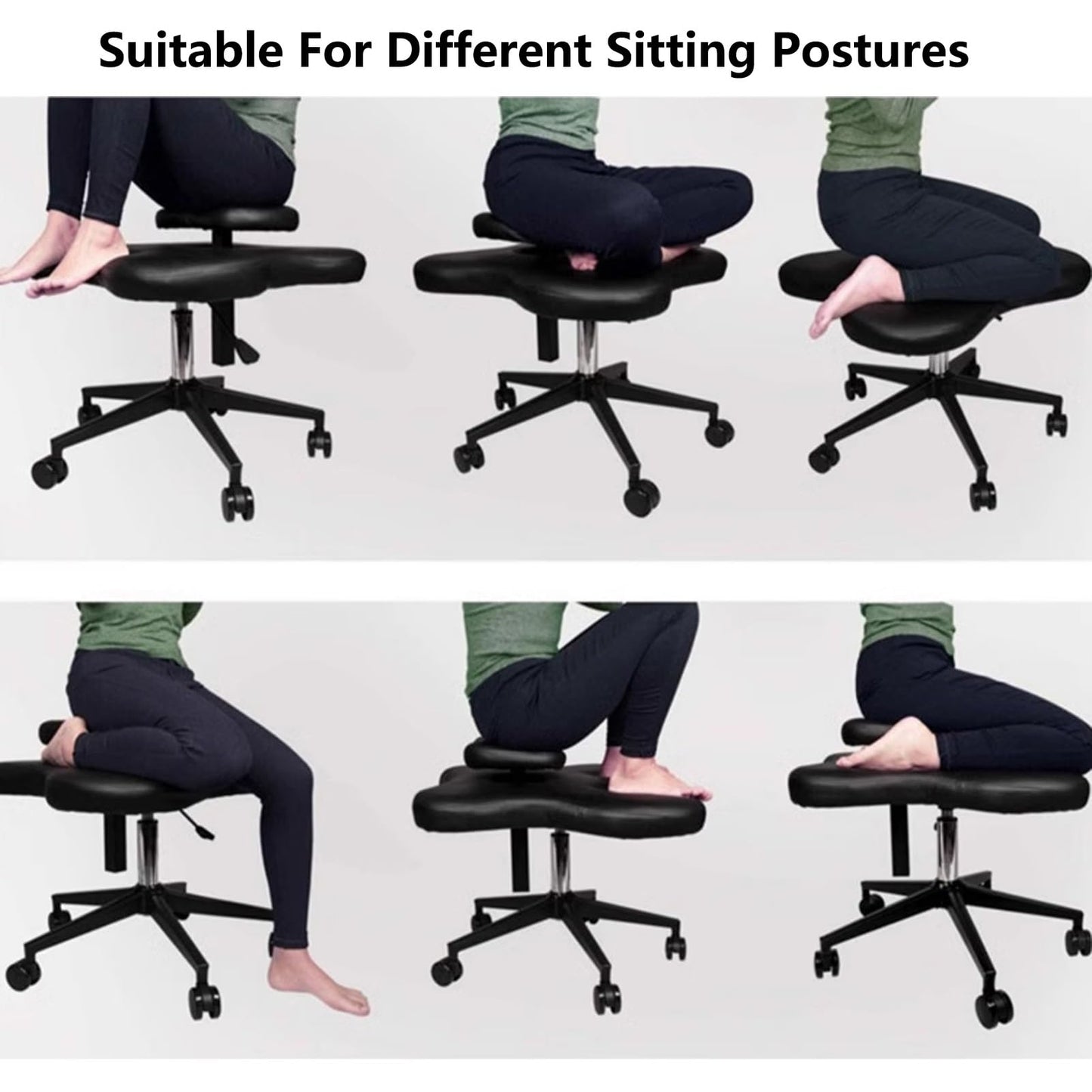 Cross Kneeling Meditation Chair，Ergonomic Cross Legged Chair Cross Legged Office Chair Adjustable Kneeling Chair with Brake Wheels and Cushion - Ergonomic Cross Legged Posture Chair for Desk