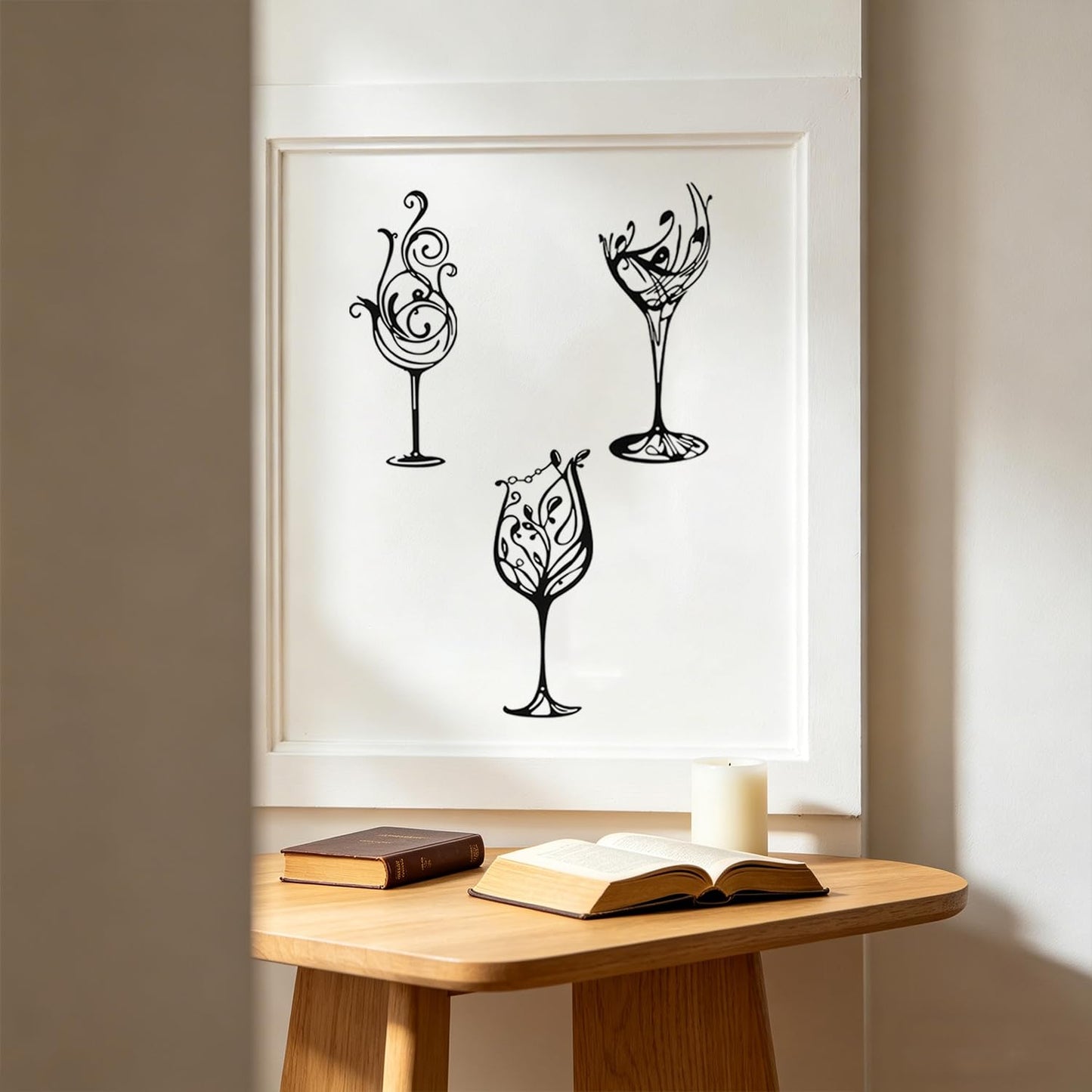 TYFYO 3 Pcs Wine Wall Art Decor - Black Metal Wine Signs Set of 3, Modern Industrial Bar Decor for Dining Room, Kitchen, and Entertaining Spaces - Unique Drinker Gift for Men and Women