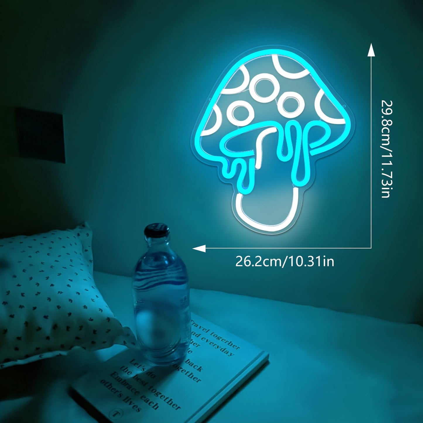 Ajoyferris Mushroom Neon Sign Dimmable Neon Light Sign Mushroom Night Light 3D Light Up Mushrooms Neon Signs for Wall Decor Game Room Bedroom Gift for Kids(Ice Blue)