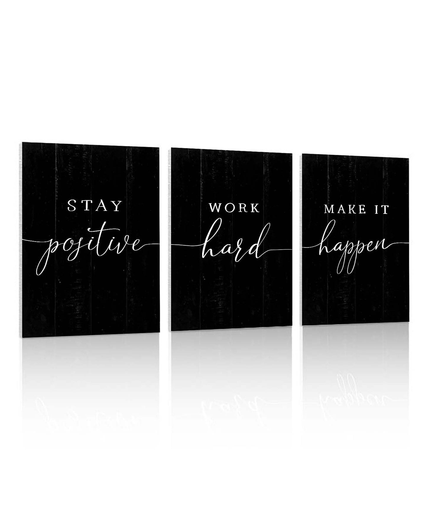 Inspirational Quotes Office Wall Art: Motivational Poster Positive Sayings Office Wall Decor, 3 Piece Black Motivation Picture Inspirational Prints 12x16"