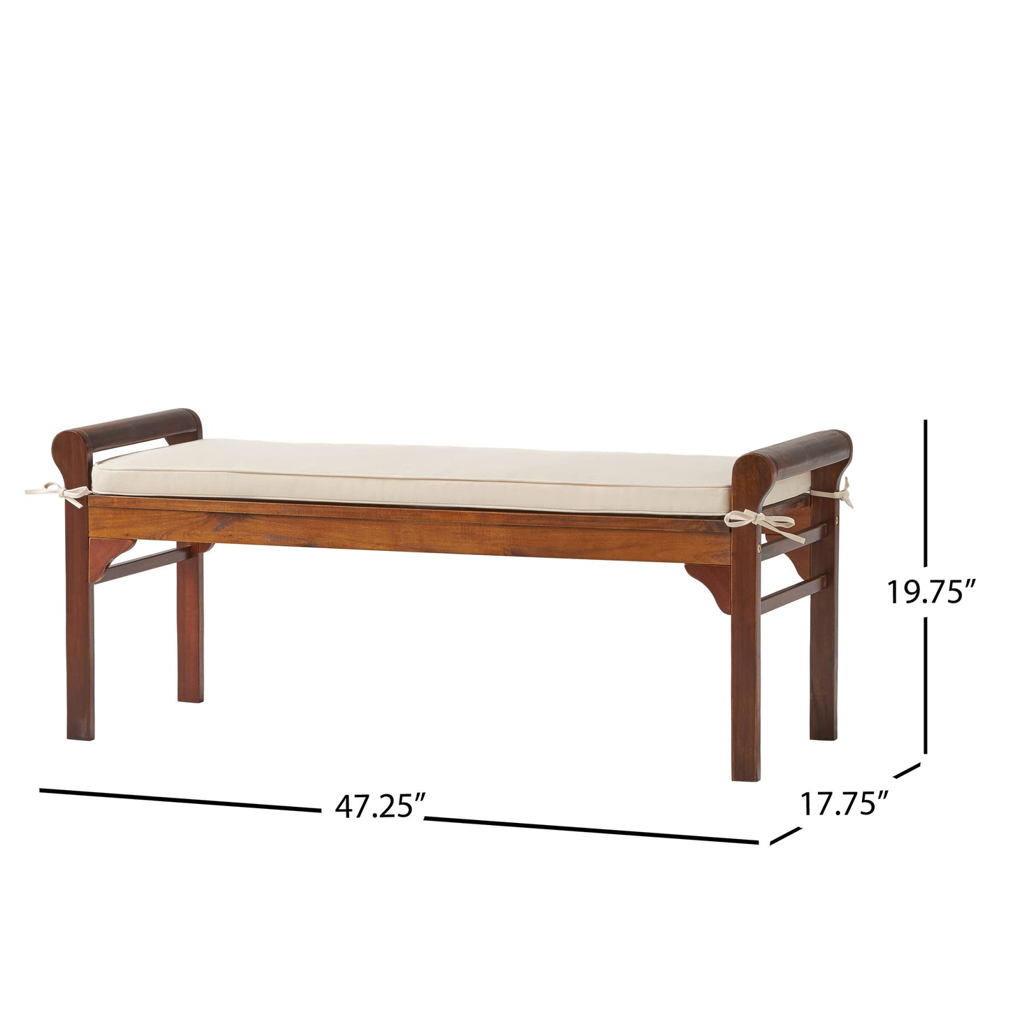 Christopher Knight Home Nelson Wood Bench with Cushion, Rich Mahogany