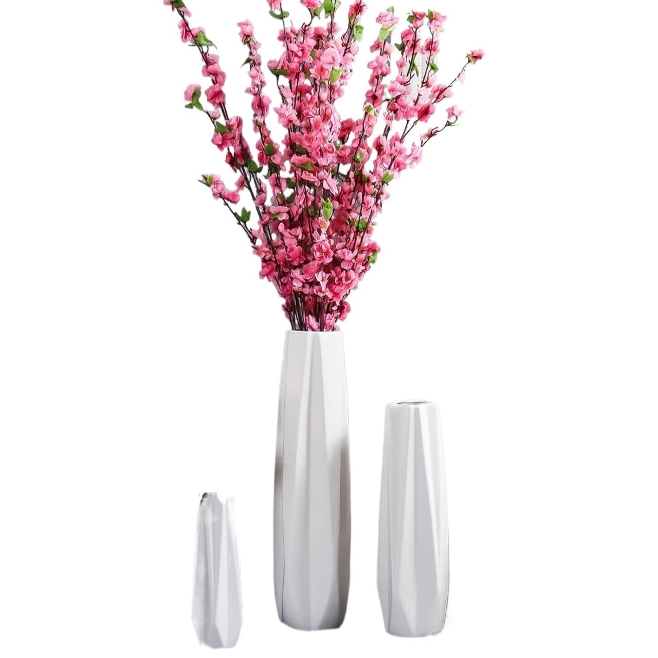 UWYTGF Floor Vase Ceramic Vase,Decorative Large,Floor,Large Floor Vase,White Ceramic Vase,Handcrafted,Sophisticated Vessel for Decorative Branches and Dried Flower,White-61Cm,White,45cm