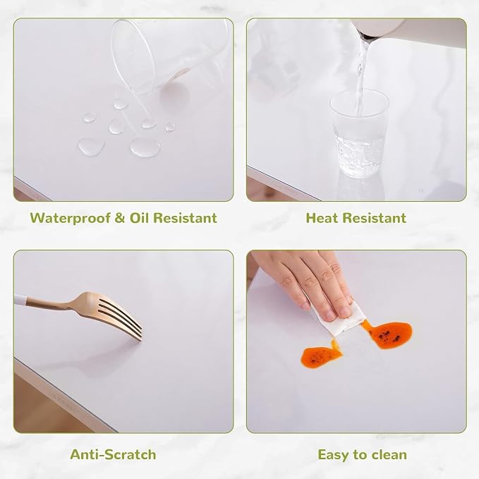14 x 51 Inch Clear Table Cover Protector, Clear Desk Mat, Transparent Table Protector, 1.5mm Plastic Table Cover, Vinyl Table Protector, Desk Mats on Top of Desks