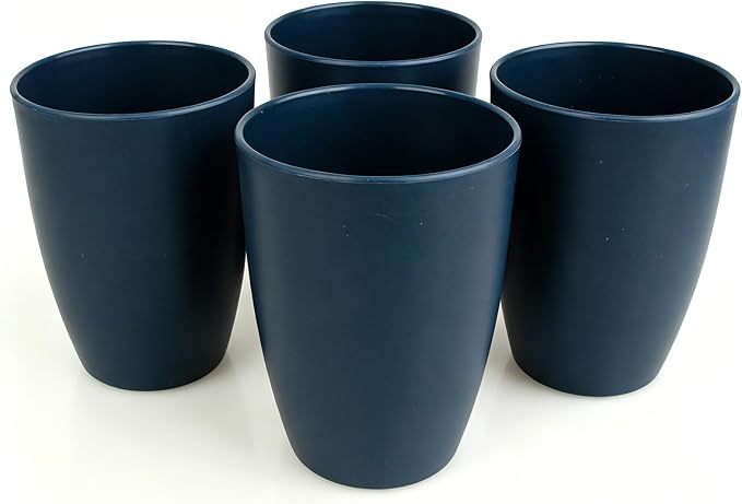 Wheat Straw Cups set of 4, Unbreakable Drinking Cup, Reusable Cups, Dishwasher Safe, 12 oz for Kitchen, Home, Office, and Outdoor Use (Dark BLue)