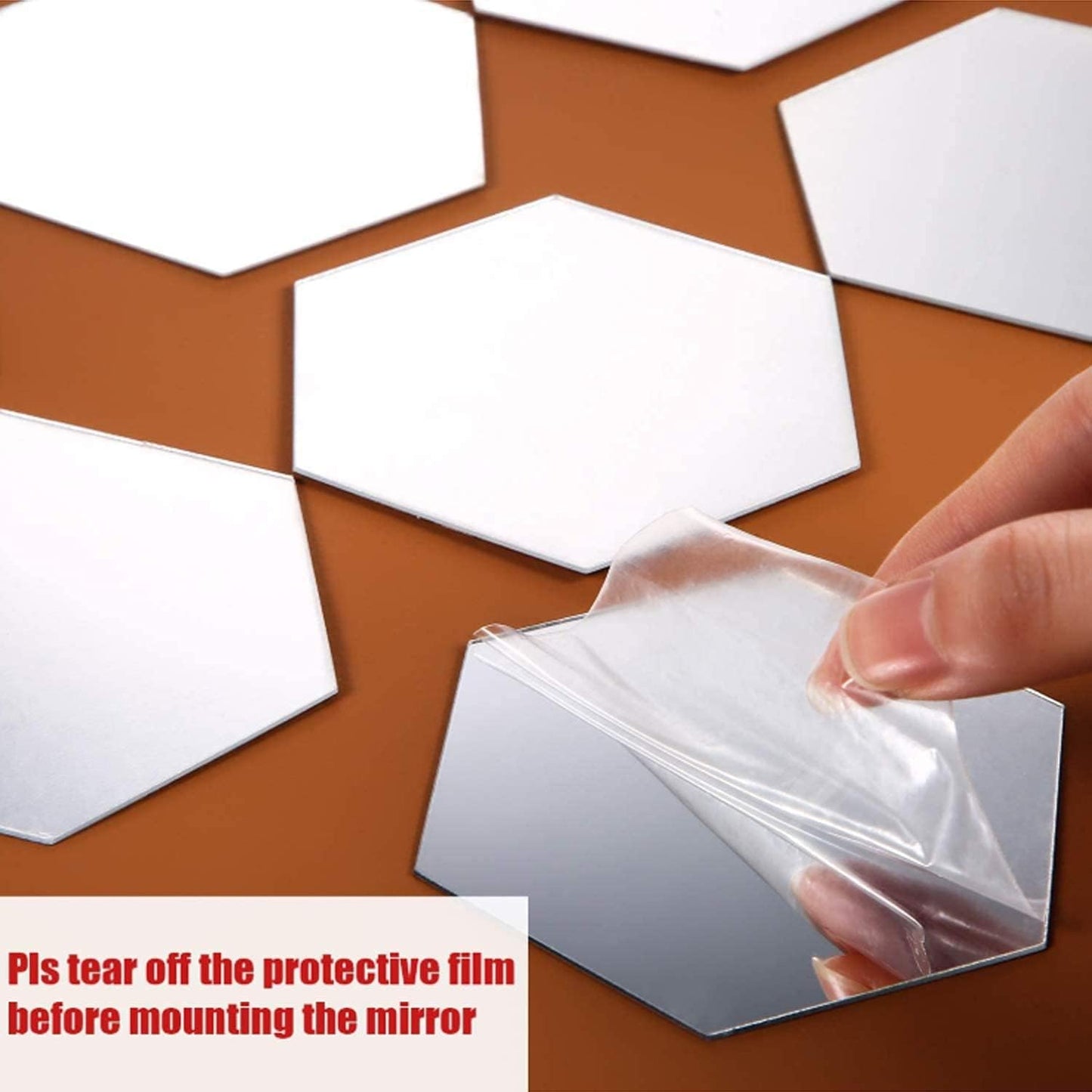 24 Pieces Removable Acrylic Mirror Setting Wall Sticker Decal for Home Living Room Bedroom Decor (Hexagon, 24 Pieces)