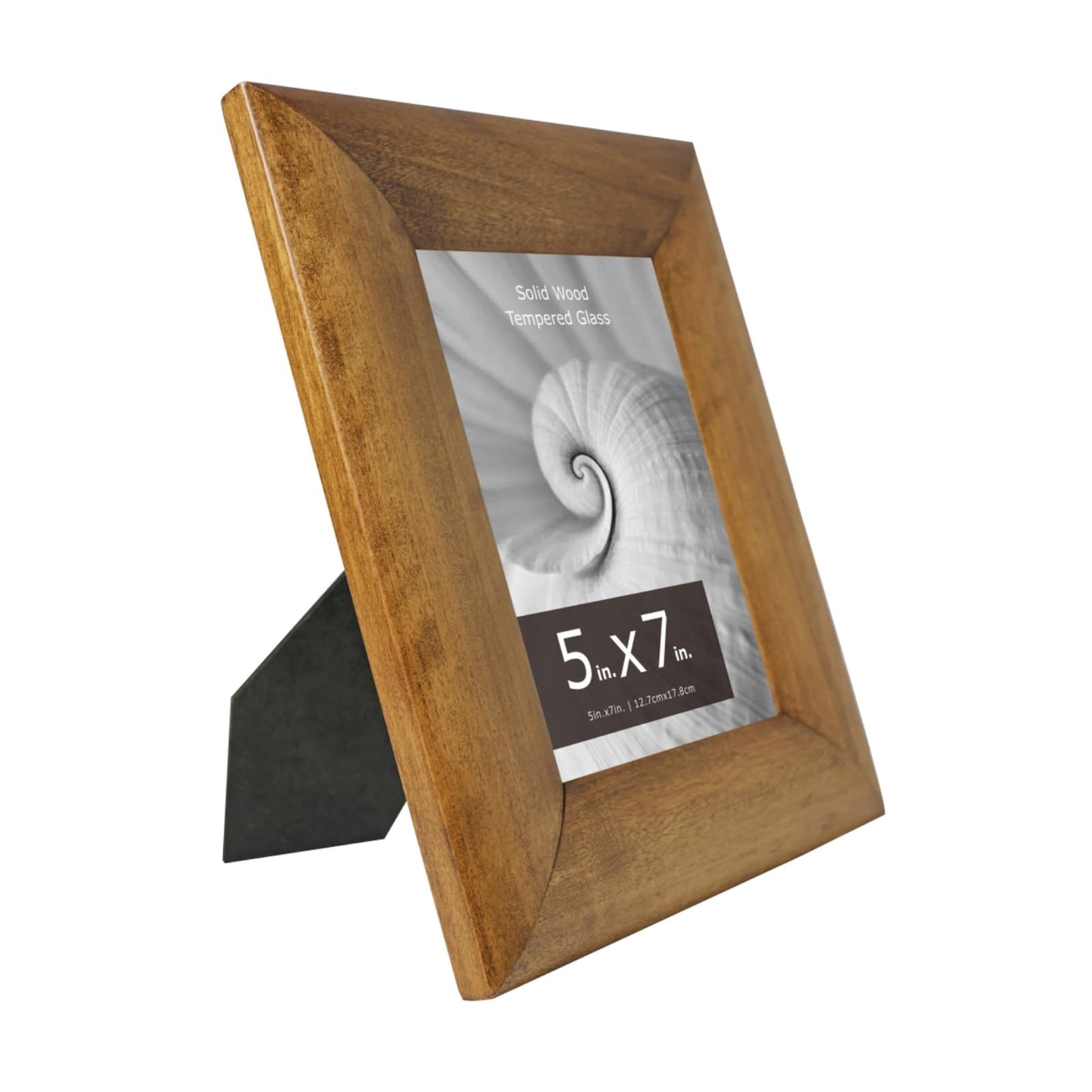BRIVUE Picture Frame 5x7 with Tempered Glass, Solid Wood Photo Frame, Handmade Wooden Frame for Tabletop & Wall Display, Horizontal & Vertical Rustic Home Decoration, Father Day Gifts, Brown 1 Pack