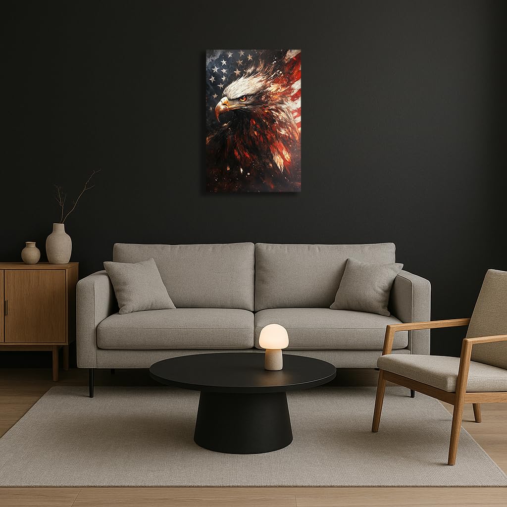 Blad Eagle Canvas Poster Americanism Wildlife Bird Gift American Culture Wall Art Prints House Decor Framed or Unframed (No.1, 16" L x 24" W, Unframed Poster)