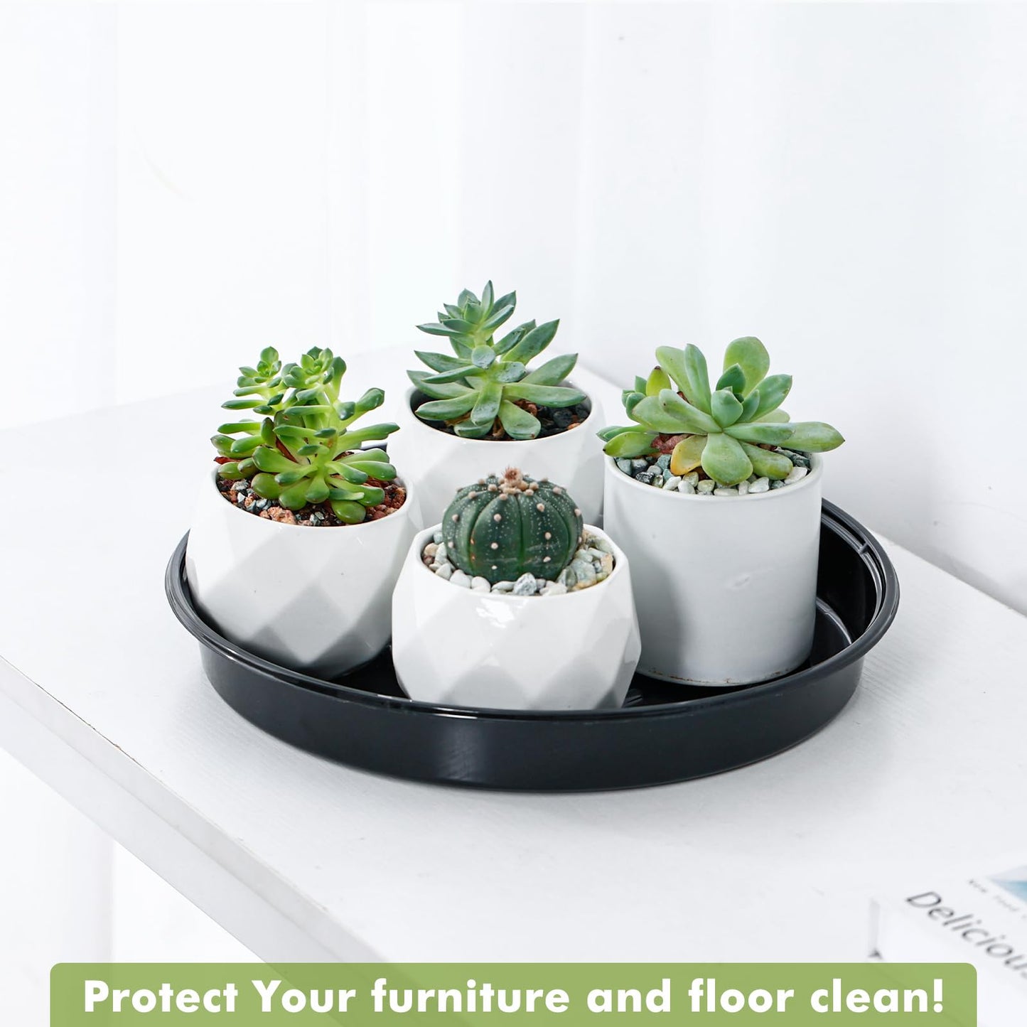Plant Saucer 30 Pack Plant Trays for Pots 4/6/8/10/12 Inch Plastic Plant Saucers for Outdoors & Indoors Black Drip Trays for Potted Plants Flower Pot Plates to Catch Water Drainage Dishes No Holes