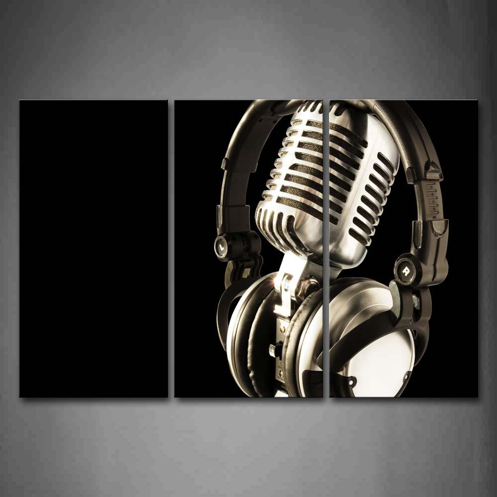 Firstwallart Headphone And Microphone Hangs On It Wall Art Painting The Picture Print On Canvas Music Pictures For Home Decor Decoration Gift