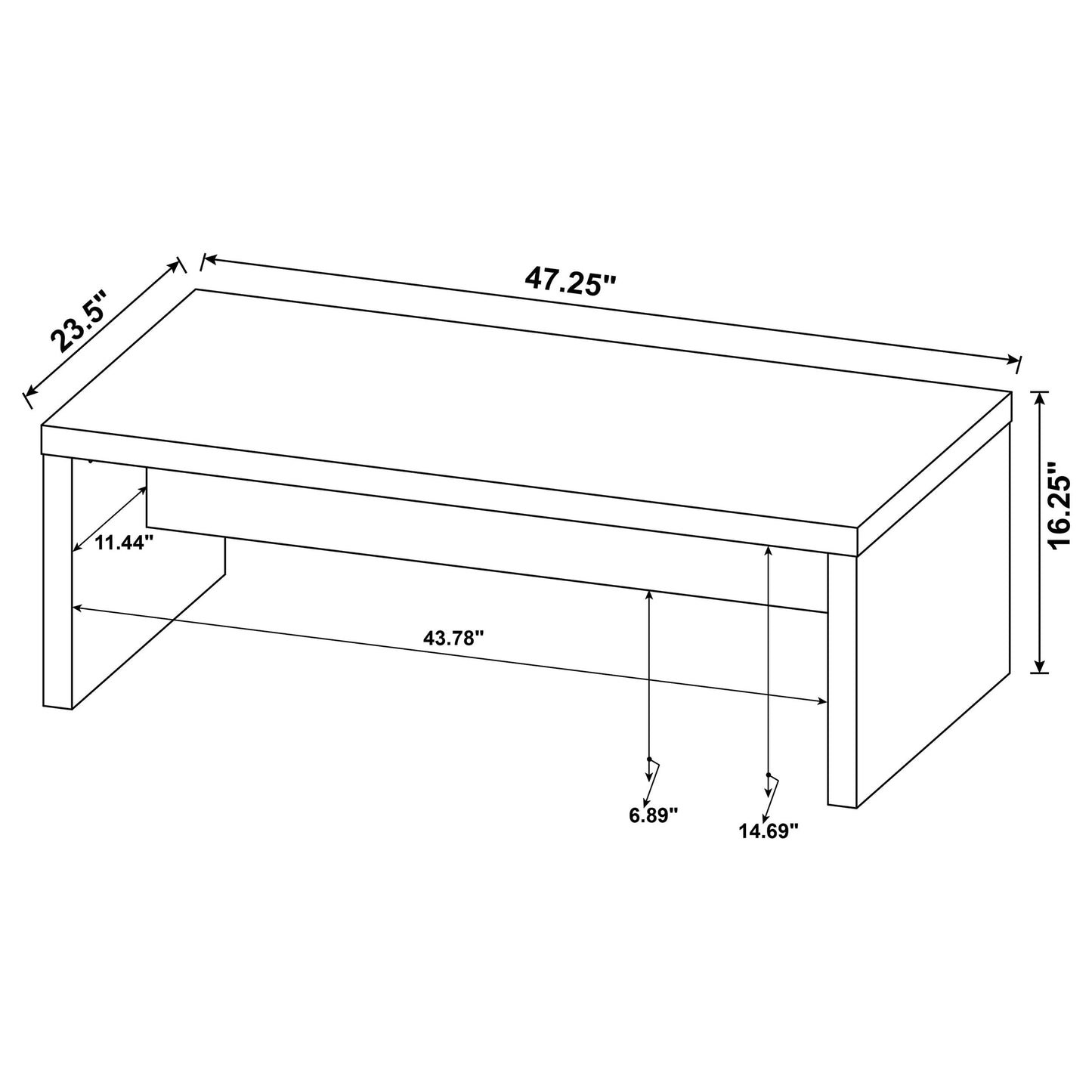 Coaster Home Furnishings Wooden Coffee Table w/ Side Panels & Center Brace, Mango Wood - Modern Rectangular Living Room and Bedroom Furniture for House and Apartment