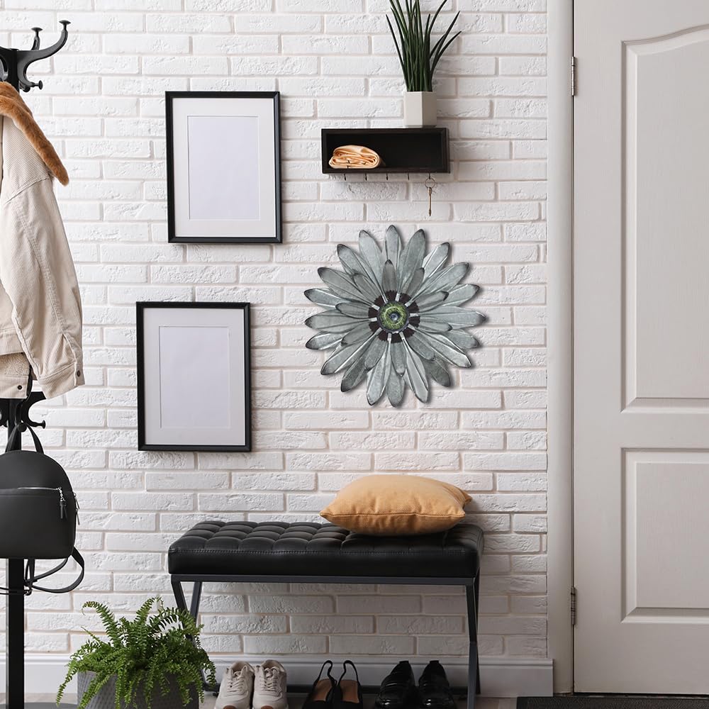 YEAHOME Metal Farmhouse Boho Wall Decor - 16'' Galvanized Wall Art Decorations Hanging for Bedroom, Living Room, Bathroom Office