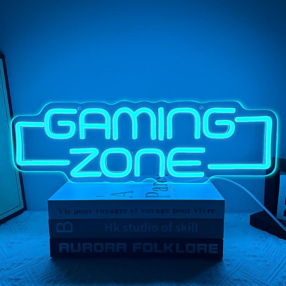 RuCvixkt Gaming Zone Neon Sign,Game Zone Neon Sign for Teens Gamer Room Decor，Gaming Light Neon Sign for Gaming Wall Decor，Led Neon Gaming Sign for Gamer Gifts Boys