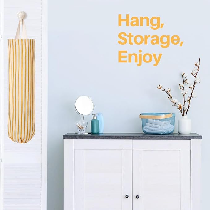 TOGETRUE Plastic Bag Holder, Wall Mount Grocery Bag Holder, Reusable Trash Bags Organizer for Home Kitchen Pantry Decor (Yellow)