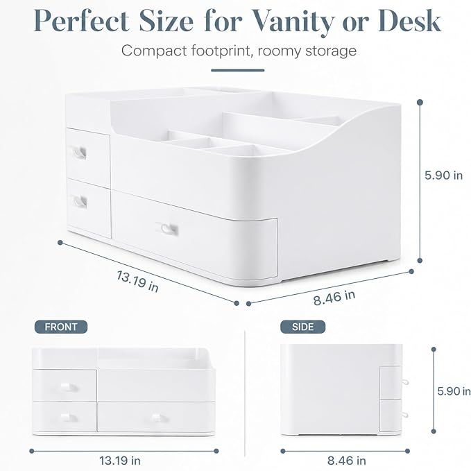 Makeup Organizer Tween Girls Gifts,Large Capacity Bathroom Organizer and Storage with Drawers Trendy Stuff ,Vanity,Bathroom Countertop,Bedroom Storage for Skincare,Cosmetics,Perfume,Brushes,Eyeshadow